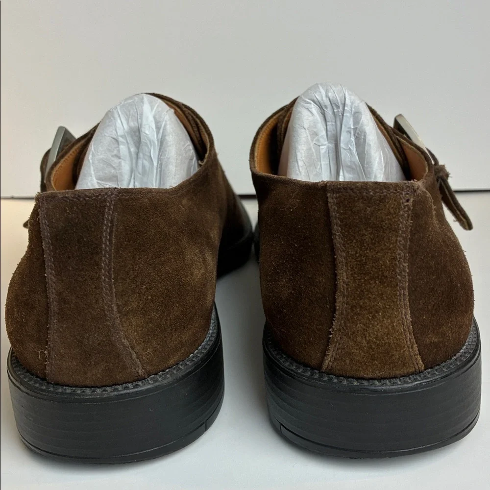 Salvatore Ferragamo Loafers 9.5 EU43.5 Suede Leather Monk Straps Shoes Italy
